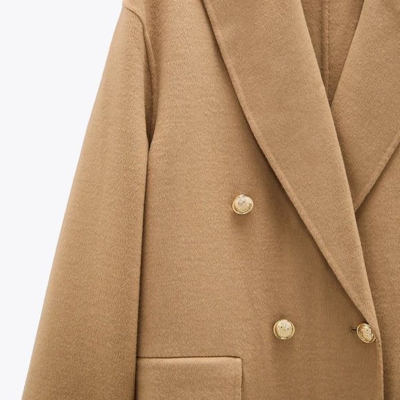 Zara Wool Blend Coat with Gold Buttons - Picture 12 of 13
